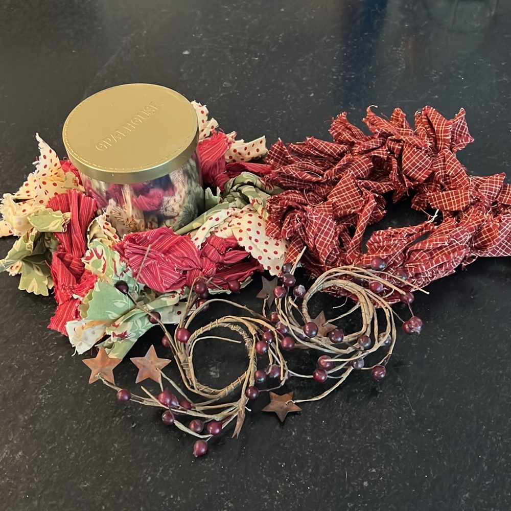 Fabric candle Wreaths with rustic taper candle wreath